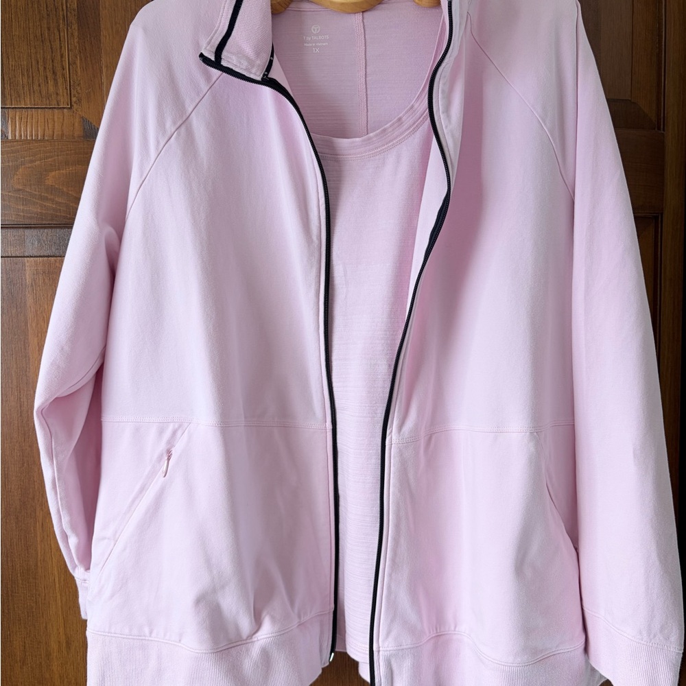 Talbots Light Pink Zip Front Jacket with Matching T-Shirt